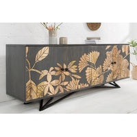Riess Ambiente Massives Sideboard JUNGLE 160 cm Mangoholz Anrichte Florales Design Kommode