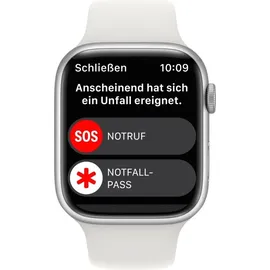 Apple Watch Series 8 GPS 45 mm Aluminiumgehäuse silber, Sportarmband weiß