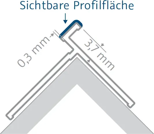 HSK Eckprofil, außen, flächenbündig, ca. 23 × 27 mm, schwarz-matt, 930012-68 930012-68
