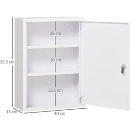 kleankin Medizinschrank, weiß Metall, 15x53.5x40 cm, Badezimmer, Badezimmerschränke, Medizinschränke