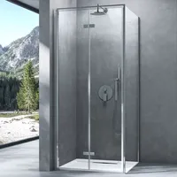 mai & mai Rav37-Plus Eckdusche mit Drehtür 80 x 195 cm transparent Sicherheitsglas inkl. Duschtasse