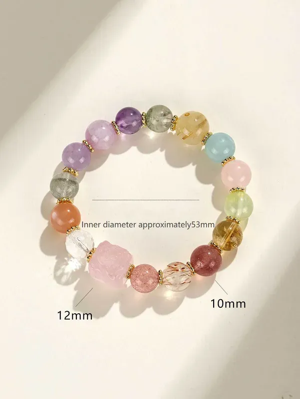 VoxorAI L8 [Liebe und Zärtlichkeit] Natürliches Rosenquarz-Armband, ein beliebtes, originelles DIY-Armband in Handarbeit mit einem hochwertigen, frischen, süßen und leichten Luxus-Feeling.