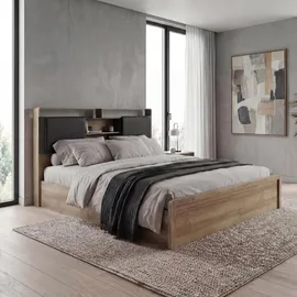 MCW Doppelbett P43 180 x 200 cm Eiche MDF dunkelgrau