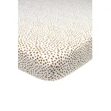Meyco Baby Cheetah Spannbettlaken für die Babywiege (Bettlaken aus 100% Jersey-Baumwolle, extra weich, bequem und atmungsaktiv, perfekte Passform durch Rundum-Gummizug, Größe: 40 x 80/90cm), Camel