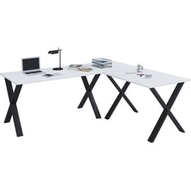 VCM Eck-Schreibtisch Lona Schreibtisch weiß rechteckig, X-Fuß-Gestell schwarz 160,0 x 50,0 cm