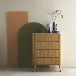 Kommode gestreiftes Dekor 4 Schubladen Natur - sweeek