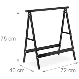 Relaxdays Klappbock Stahl 75 cm schwarz 2er Set