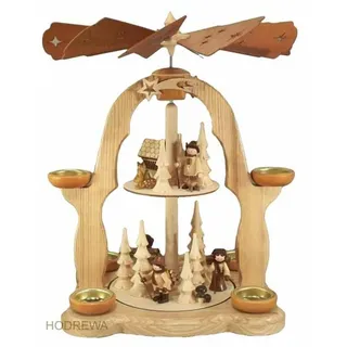 Pyramide doppelstöckig Waldleute mit Teelichter 40cm NEU  Tischpyramide Holz