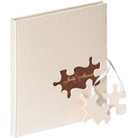 Walther Design Gästebuch weiss Leinen mit Ausstanzung und Prägung, Hochzeit Puzzle