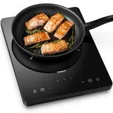 Tokit Camping Induktionskochfeld 1 Platte, 2000W Induktionskochplatte Mobile 9-Temperaturstufen Und 9-Leistungseinstellung, 26cm Kochfeld Induktion Camping Mit 3-Stunden-Timer, Sicherheitsschloss