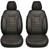 BREMER SITZBEZÜGE Maß Auto Schonbezüge kompatibel mit VW T5 Multivan Fahrer & Beifahrer Set ab 2003-2015 / Auto Schonbezug Velour Kunstleder Set 2er Pack in Schwarz (PS804)