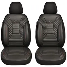 BREMER SITZBEZÜGE Maß Auto Schonbezüge kompatibel mit VW T5 Multivan Fahrer & Beifahrer Set ab 2003-2015 / Auto Schonbezug Velour Kunstleder Set 2er Pack in Schwarz (PS804)