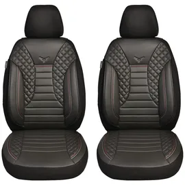 BREMER SITZBEZÜGE Maß Auto Schonbezüge kompatibel mit VW T5 Multivan Fahrer & Beifahrer Set ab 2003-2015 / Auto Schonbezug Velour Kunstleder Set 2er Pack in Schwarz (PS804)