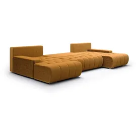Fun Möbel Wohnlandschaft Sofa mit Schlaffunktion VOGAR Stoff Poso Honiggelb - Gelb