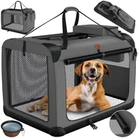 Lovpet Tiertransportbox bis 12 kg, Hundebox Hundetransportbox faltbar Inkl.Hundenapf Transportt schwarz
