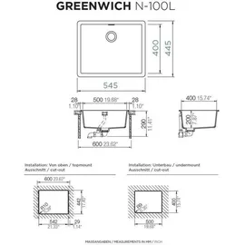 Schock Greenwich N-100L Flächenbündig Magma + Excenterbetätigung