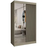 AX Living Schwebetürenschrank, Beige, Schwarz, Kunststoff, Teilmassiv,Kiefer, Rechteckig, 120x216x61 cm, Hergestellt in Europa, FSC Mix, Reach, Schlafzimmer, Kleiderschränke, Schwebetürenschränke