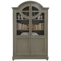Casa Padrino Luxus Landhausstil Schrank Antik Grau - Handgefertigter Massivholz Regalschrank mit 2 Türen - Landhausstil Massivholz Möbel - Luxus Qualität