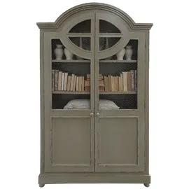 Casa Padrino Luxus Landhausstil Schrank Antik Grau - Handgefertigter Massivholz Regalschrank mit 2 Türen - Landhausstil Massivholz Möbel - Luxus Qualität