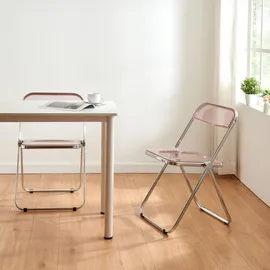 [en.casa] Klappstuhl Pornainen 6er Set Rosa, transparent