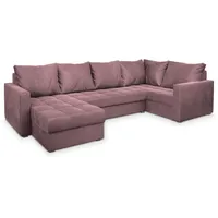 Masseno Wohnlandschaft, Rosa, Kunststoff, 4-Sitzer, U-Form, 285x85x150 cm, Wohnzimmer, Sofas & Couches, Wohnlandschaften, Wohnlandschaften in U-Form