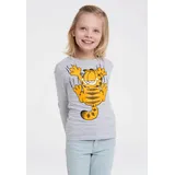 LOGOSHIRT Langarmshirt "Garfield", Jungen, Gr. 128, grau (grau, meliert), 95% Baumwolle, 5% Viskose, bedruckt, meliert, normal, Rundhals, Shirts Langarmshirt, mit lässigem Frontprint