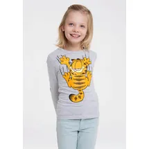 LOGOSHIRT Langarmshirt "Garfield", Jungen, Gr. 128, grau (grau, meliert), 95% Baumwolle, 5% Viskose, bedruckt, meliert, normal, Rundhals, Shirts Langarmshirt, mit lässigem Frontprint