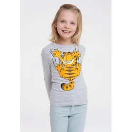 LOGOSHIRT Langarmshirt "Garfield", Jungen, Gr. 128, grau (grau, meliert), 95% Baumwolle, 5% Viskose, bedruckt, meliert, normal, Rundhals, Shirts Langarmshirt, mit lässigem Frontprint