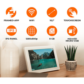 Rollei Smart Frame WiFi 100 mit App-Funktion Digitaler Bilderrahmen, 25,53 cm, 800 x 1280p, Weiß