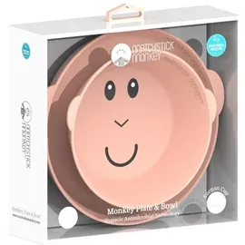MATCHSTICK MONKEY Essenszeit Teller & Schüssel Affe mit integriertem Saugfuß