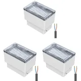 ledscom.de 3 Stück LED Pflasterstein Bodeneinbauleuchte CUS für außen, IP67, eckig, 8 x 5cm, warmweiß