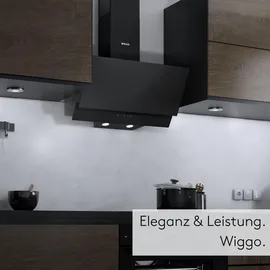 Wiggo A642 Dunstabzugshaube 60cm kopffrei I Abluft Umluft Dunstabzug 626m3/h - Touch-Display 4 Stufen I Energieeffizienzklasse A Schräghaube inkl... - schwarz