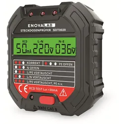 ENOVALAB Steckdosentester, SDT0020, mit RCD-Test und Display
