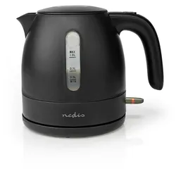 Nedis Wasserkocher - 1.0 l - Plastik - Schwarz - Um 360 Grad drehbar - Verdecktes Heizelement - Strix Controller - Boil-dry protection