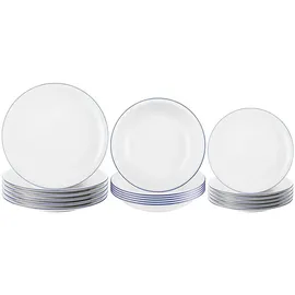 SELTMANN WEIDEN Compact Blaurand Teller-Set 18-tlg. weiß-blau