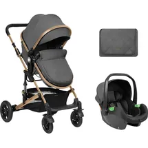 KIKKABOO Kombikinderwagen Amaia 3in1 i-Size Babyschale umbaubar Federung Tasche dunkelgrau