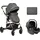 KIKKABOO Kombikinderwagen Amaia 3in1 i-Size Babyschale umbaubar Federung Tasche dunkelgrau