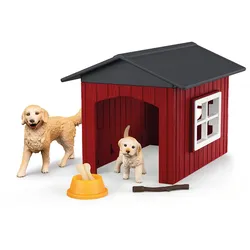 Schleich FARM WORLD Hundehütte mit Goldenretrievern, Tier, 3 Jahr(e), Mehrfarbig