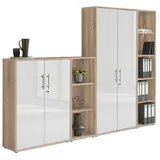 BMG Möbel Aktenschrank Office Edition Sw Set 4, Sonoma Eiche/Weiß