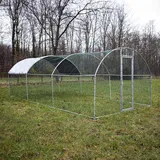 Fudajo XXL Freilaufgehege 6 x 2,95 x 2 m mit Sonnendach und galvanisierten Gitterstäben, Außengehege als Voliere Hühnerstall oder Hasenstall, Kleintiergehege mit Riegel