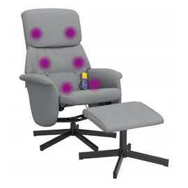 vidaXL Massagesessel mit Fußhocker Hellgrau Stoff