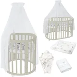 Waldin Babybett OWAL Kinderbett 7in1 mit Matratze, mitwachsendes Kinder-Bett