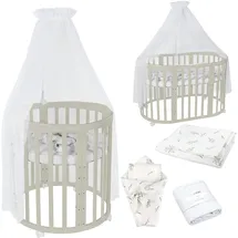 Waldin Babybett OWAL Kinderbett 7in1 mit Matratze, mitwachsendes Kinder-Bett