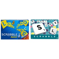 Mattel Games Y9670 - Scrabble Junior Wörterspiel und Kinderspiel, 2-4 Kinder ab 6 Jahren & Y9598 - Scrabble Original Wörterspiel und Brettspiel geeignet für 2-4 Spieler ab 10 Jahren