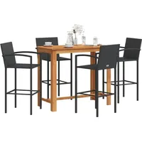 vidaXL Gartenbar Set 5-tlg. Schwarz