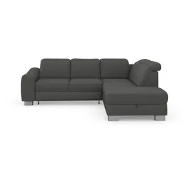 sit&more Ecksofa SIT & MORE "Dundee L-Form", grau, B:263cm H:86cm T:219cm, Sofas, Ecksofa, mit Federkern und Edelstahlfüßen, wahlweise mit Kopfteilverstellung