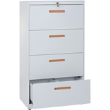 Mendler Hängeregisterschrank HWC-A10, Aktenschrank Büroschrank Stahlschrank, A4 abschließbar ~ 132x76x46cm weiß