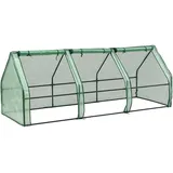 [en.casa] Gewächshaus, Grün, Kunststoff, 240x90x90 cm, Gartenzubehör, Hochbeete