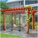 Transparente Planen Vorhänge Für Außen, Durchsichtige Pavillon-seitenwände Mit Pvc-plane Und Reißverschluss, Pergola-terrasse-garage Wasserdichte Planen-seitenwände, 0,3mm,WxH-3.8x2.5m/12.5*8.2ft