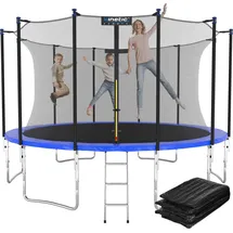 Kinetic Sports Salto Plus 400 cm  inkl. Sicherheitsnetz, Regenplane und Leiter  Blau